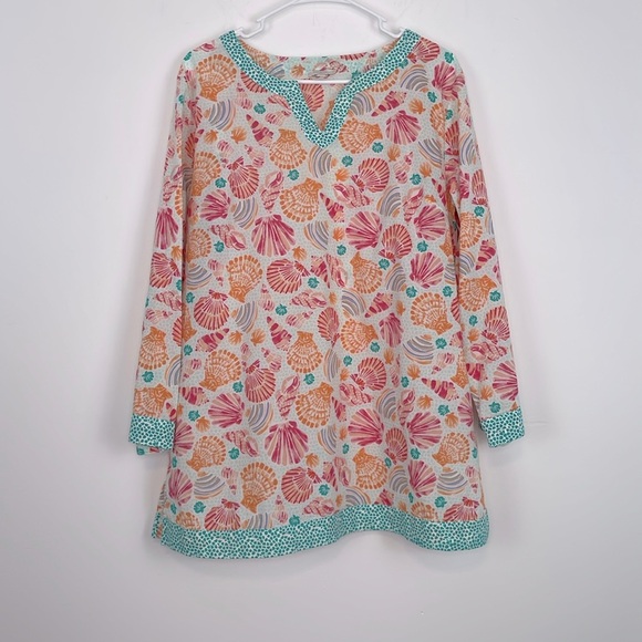 Talbots Cabana Life Seashell Print Tunic Top/Coverup. Size Large Petite. - Picture 1 of 12